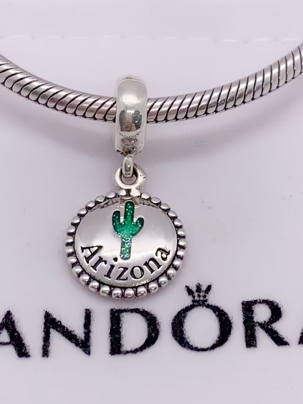 PANDORA RARE Arizona Cactus Travel Sterling Silver Dangle Charm 